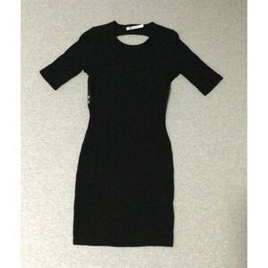 Alexander Wang black Structured Fit & Flare Dress small logo open back